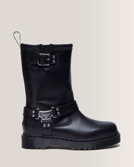 Anistone Hi Leather Biker Boots in Black