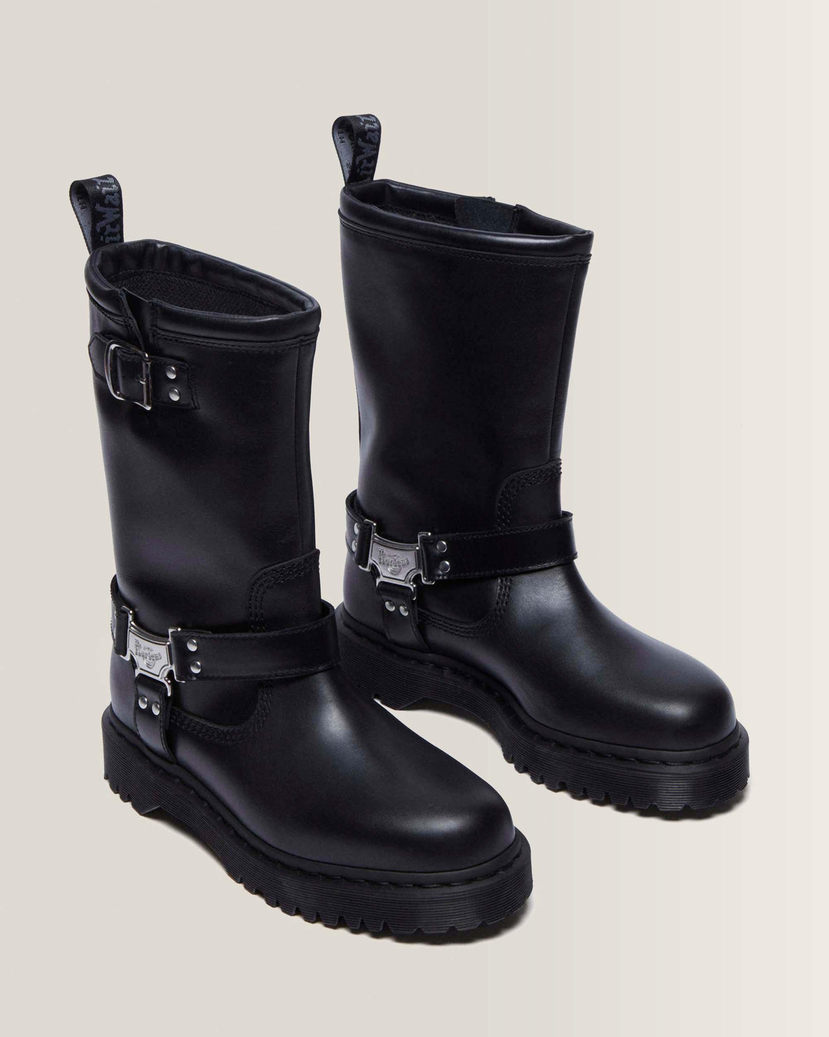Anistone Hi Leather Biker Boots in Black