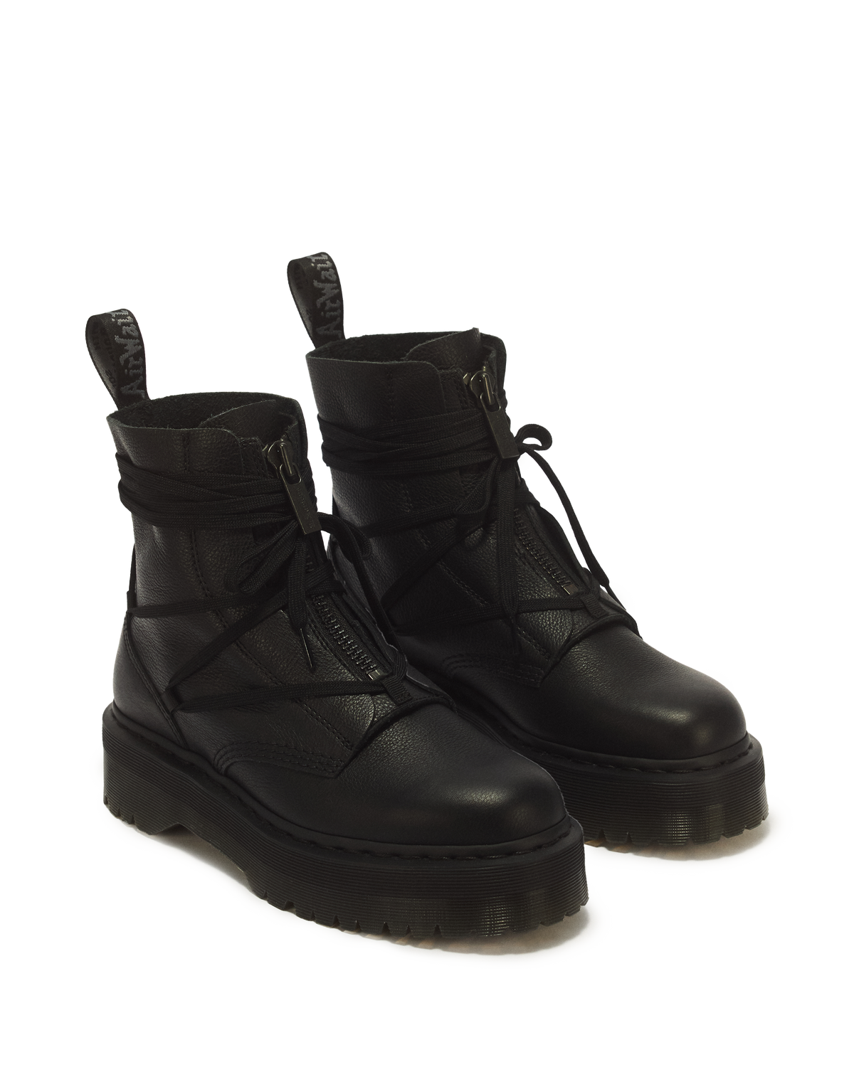 Jarrick II Laced Leather Platform Boots in Black