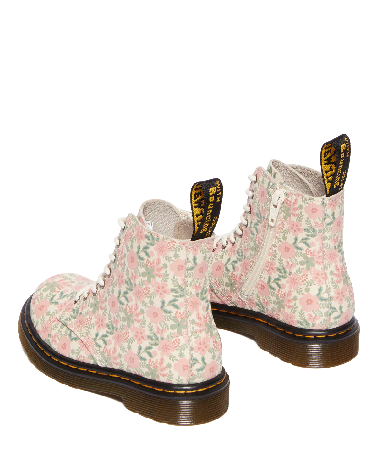 Toddler 1460 Floral Leather boots in Cloud Cream+Multi