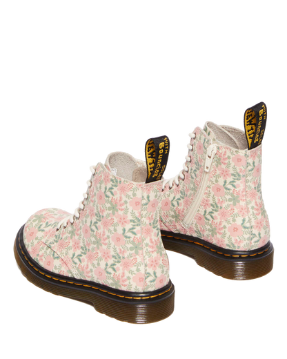 Toddler 1460 Floral Leather boots in Cloud Cream+Multi