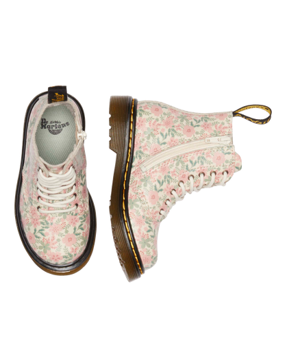 Toddler 1460 Floral Leather boots in Cloud Cream+Multi