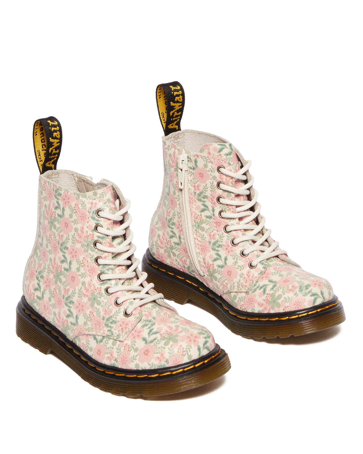 Toddler 1460 Floral Leather boots in Cloud Cream+Multi