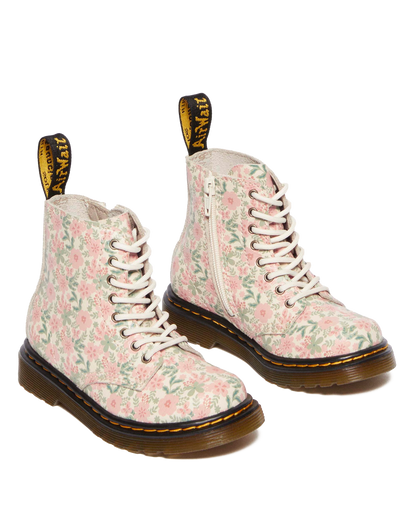 Toddler 1460 Floral Leather boots in Cloud Cream+Multi