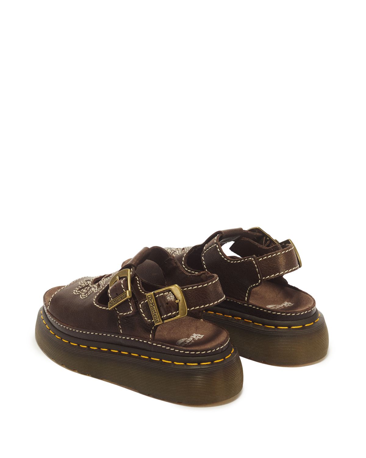 Dunnet Flower Full Grain Leather Sandals in Brown