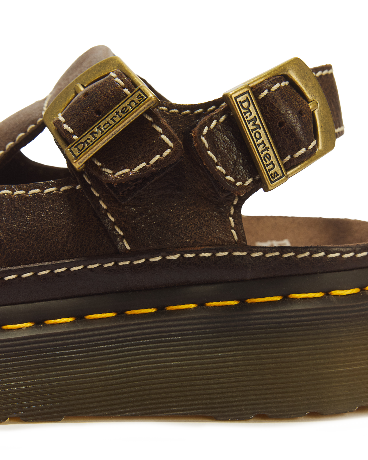 Dunnet Flower Full Grain Leather Sandals in Brown
