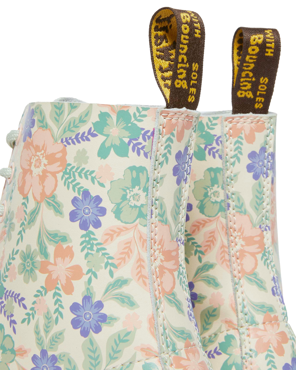 1460 Pascal floral reclaimed leather boots in Cloud Cream+Multi