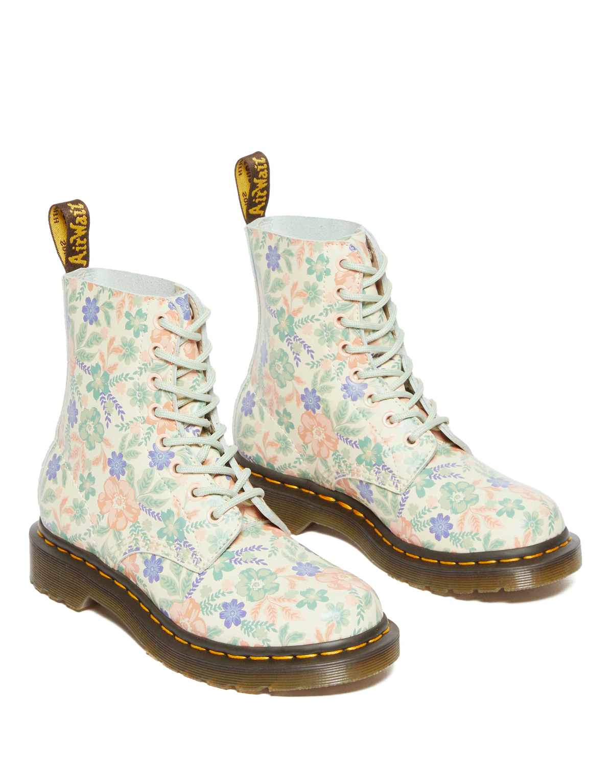1460 Pascal floral reclaimed leather boots in Cloud Cream+Multi