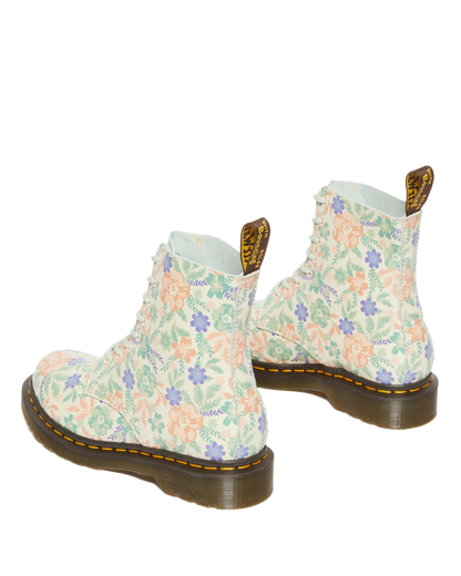 1460 Pascal floral reclaimed leather boots in Cloud Cream+Multi
