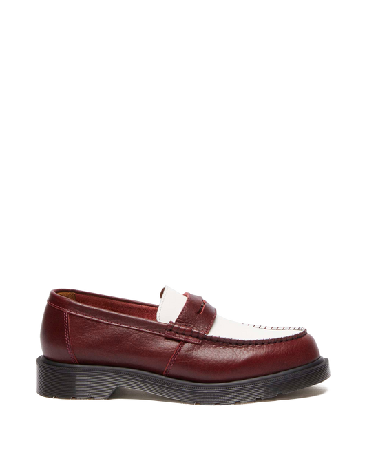 Penton Made In England Two-Tone Leather Loafers in Burgundy+White