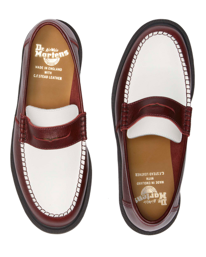 Penton Made In England Two-Tone Leather Loafers in Burgundy+White