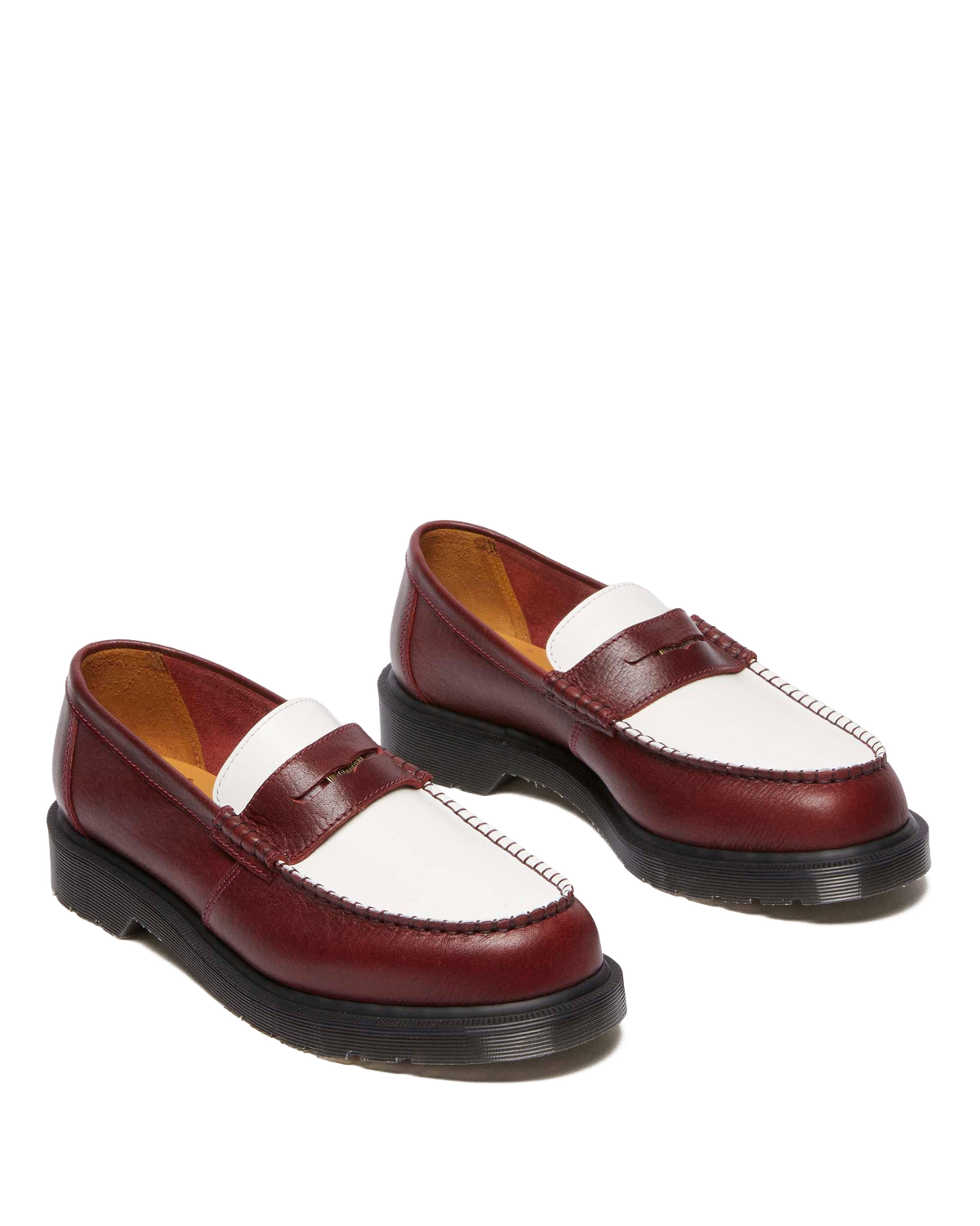 Penton Made In England Two-Tone Leather Loafers in Burgundy+White
