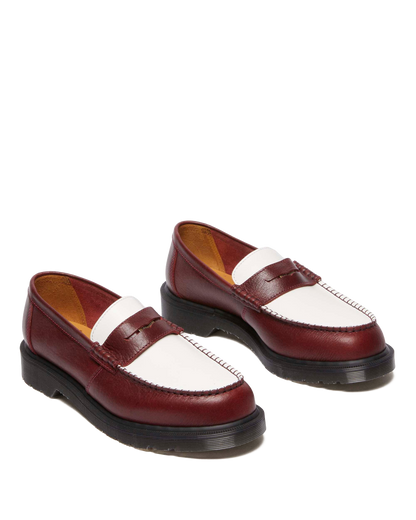 Penton Made In England Two-Tone Leather Loafers in Burgundy+White