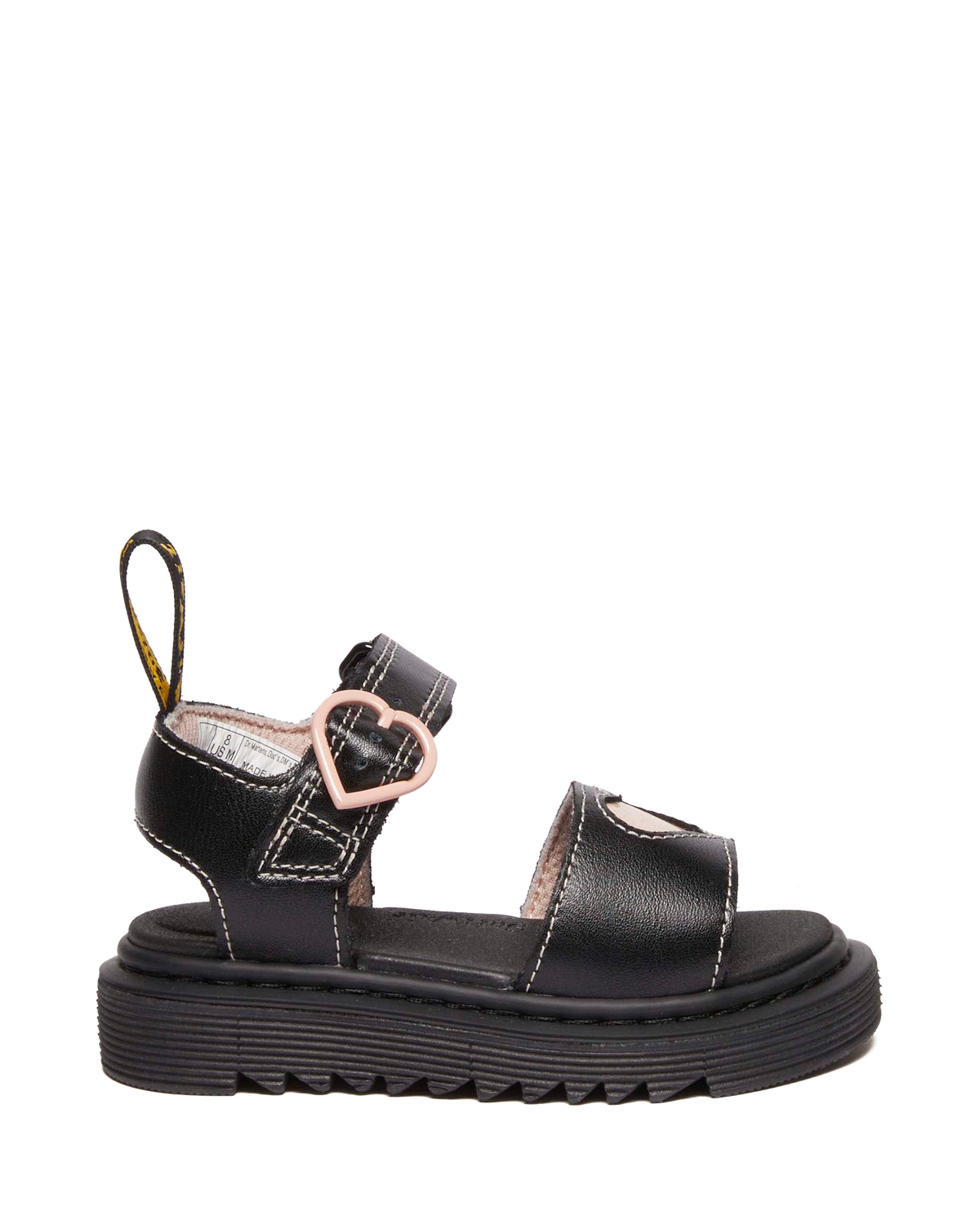 Toddler Marlow Hearts leather Sandals in Black+Powder Pink