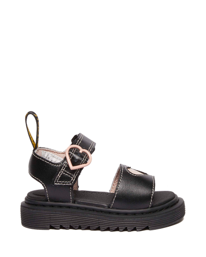Toddler Marlow Hearts leather Sandals in Black+Powder Pink