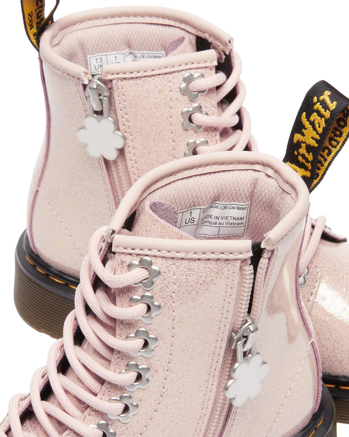 Junior 1460 Glitter Boots in Powder Pink