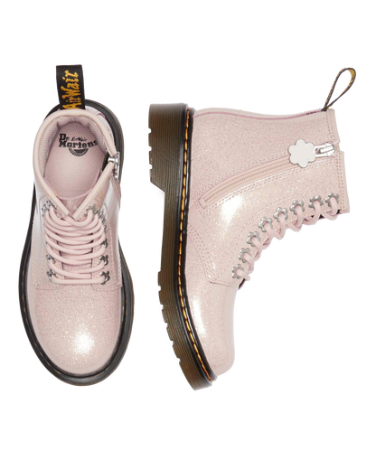 Junior 1460 Glitter Boots in Powder Pink