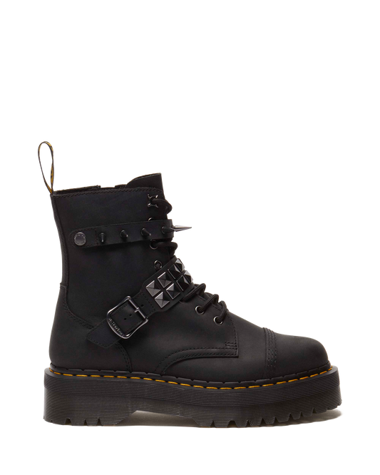 Jadon Spike leather platform boots in Black