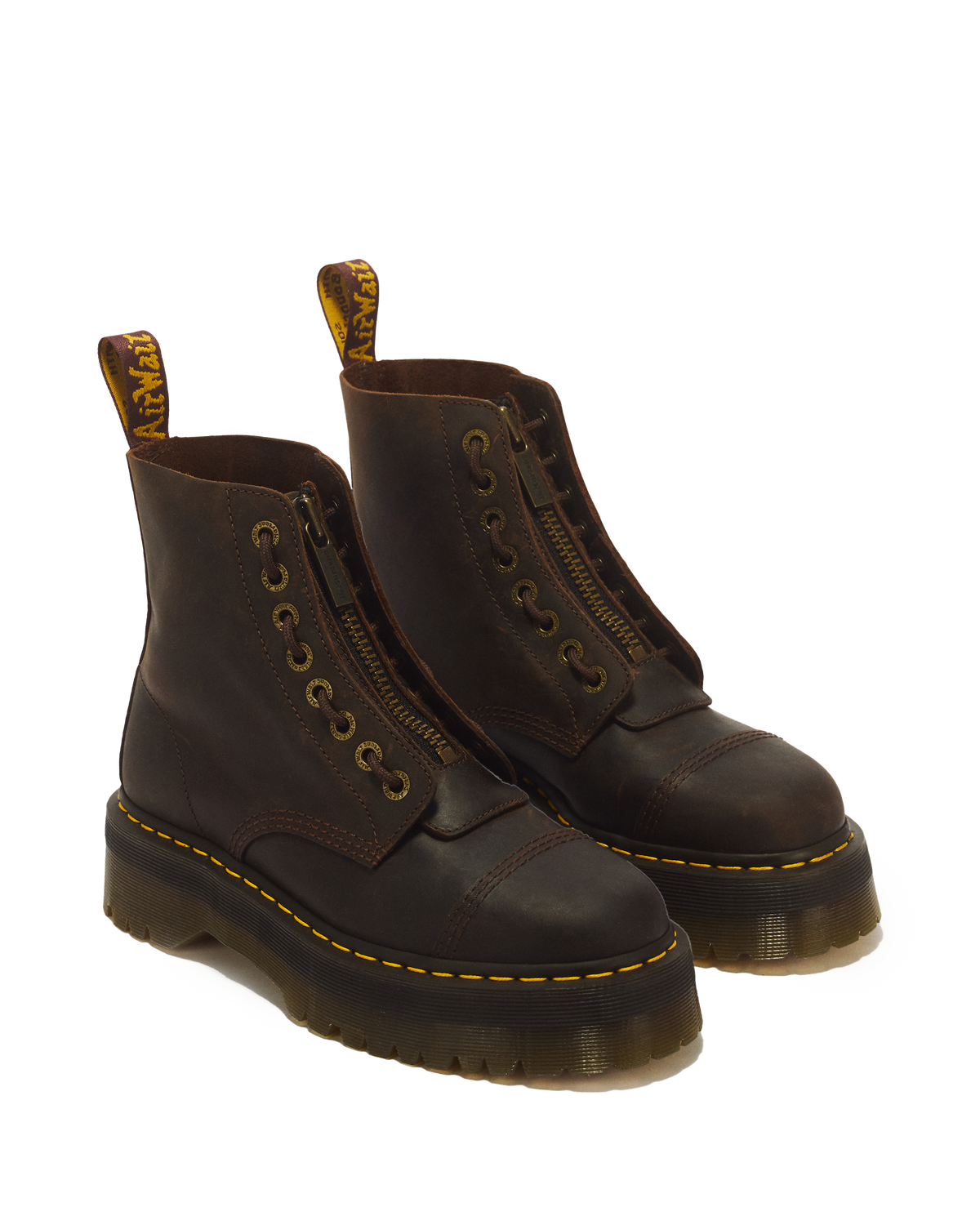 Sinclair Crazy Horse leather platform boots in Dark Brown