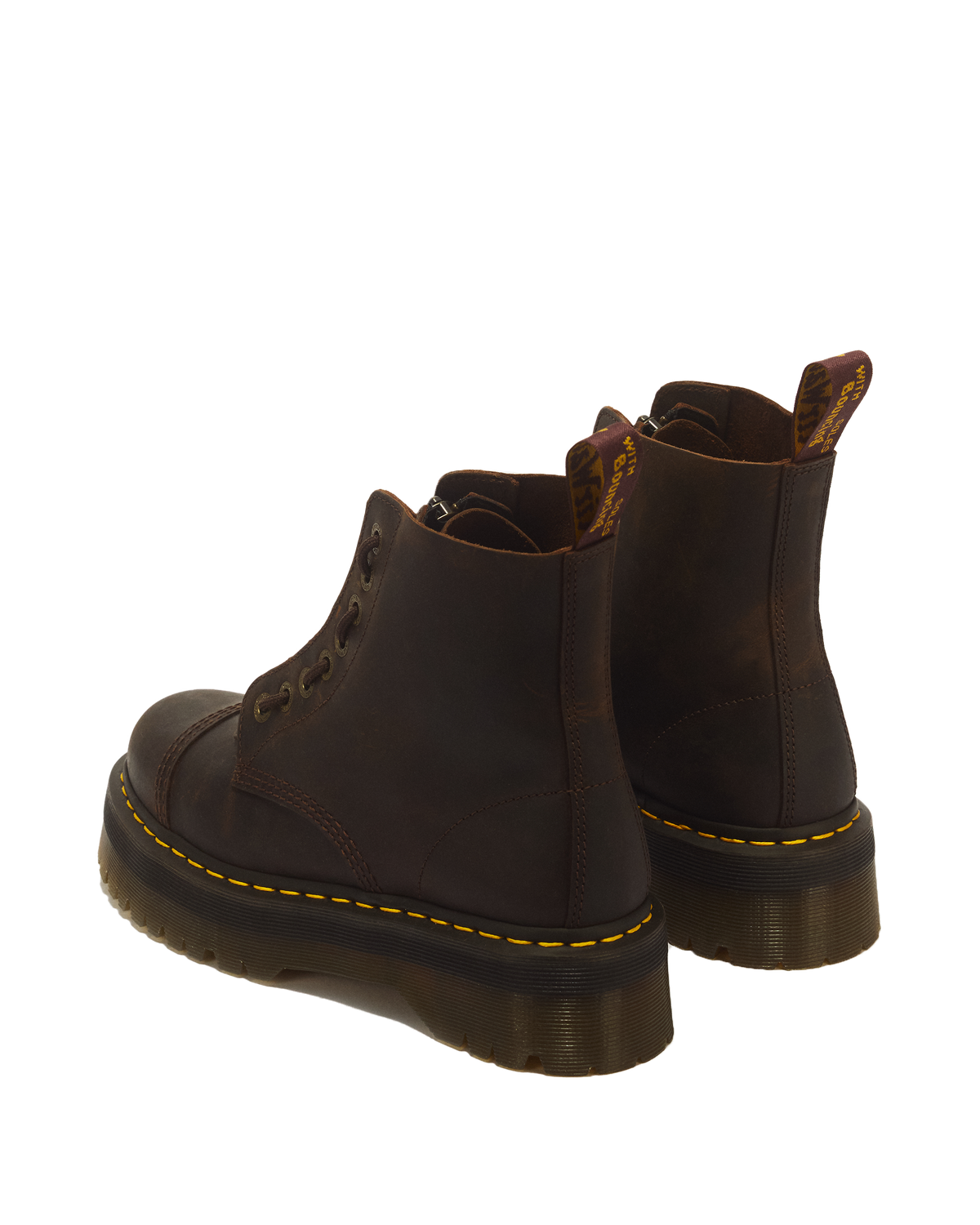 Sinclair Crazy Horse leather platform boots in Dark Brown