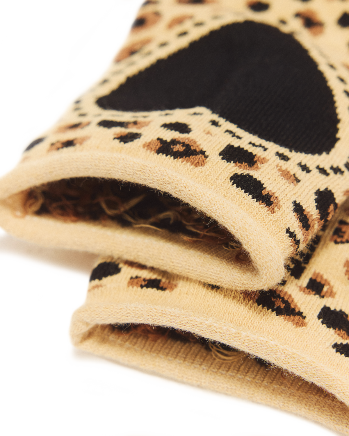 Leopard Heart Cotton Blend Socks in Light Tan