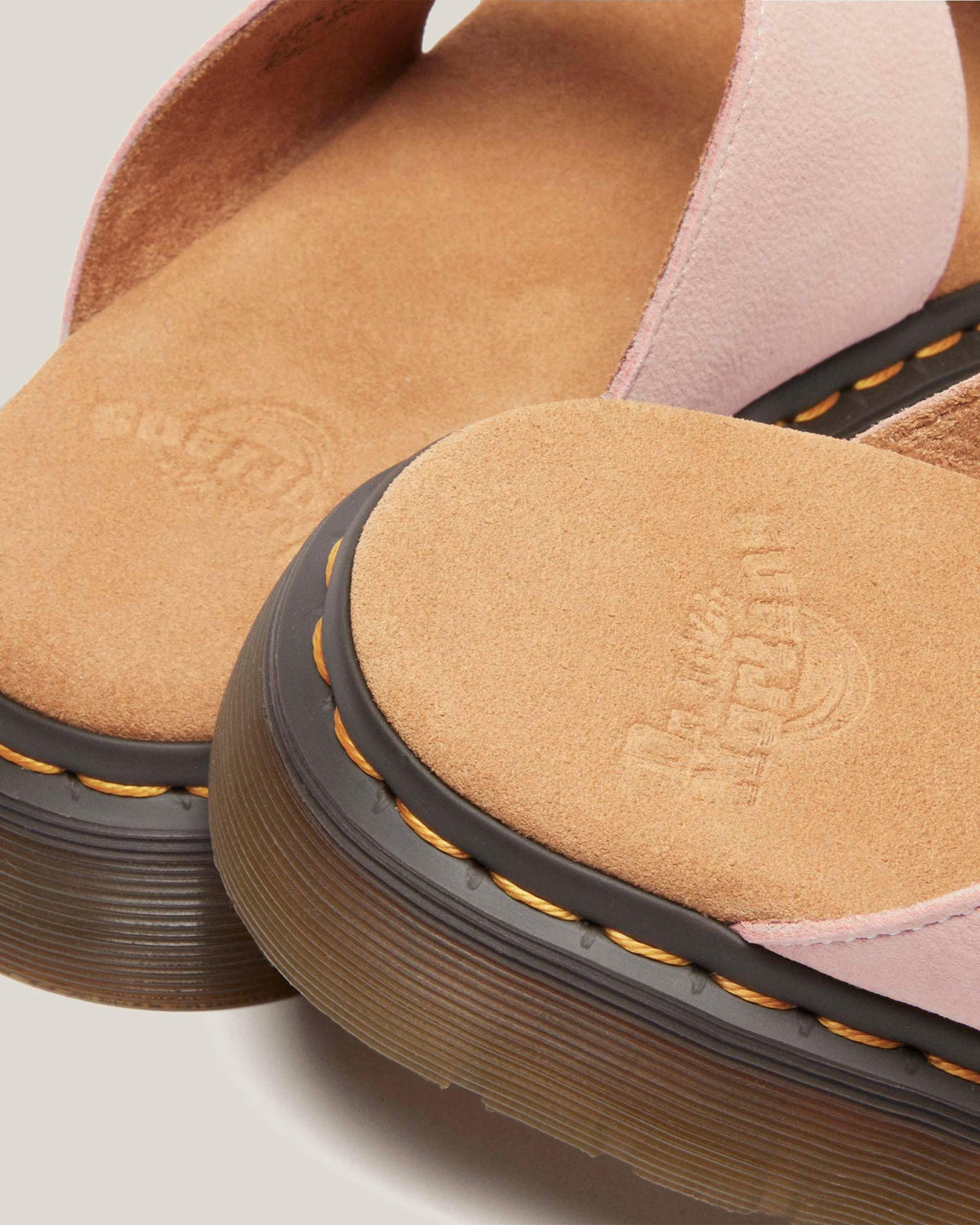 Josef Nubuck leather slide sandals in Powder Pink