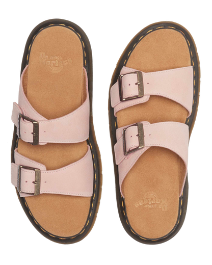 Josef Nubuck leather slide sandals in Powder Pink