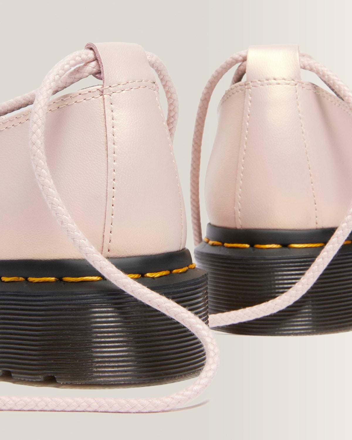 Elphie II iridescent leather ballet flats in Powder Pink+Gold