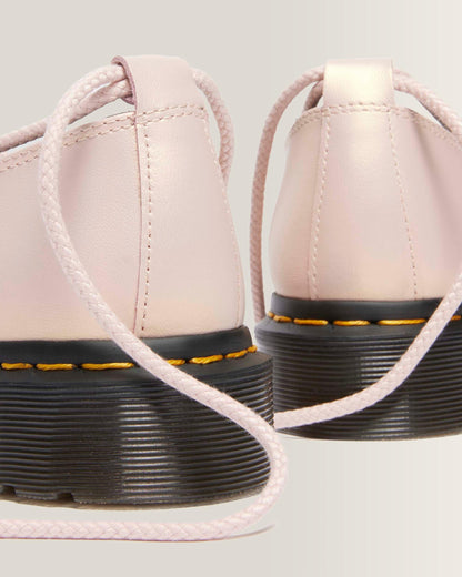 Elphie II iridescent leather ballet flats in Powder Pink+Gold