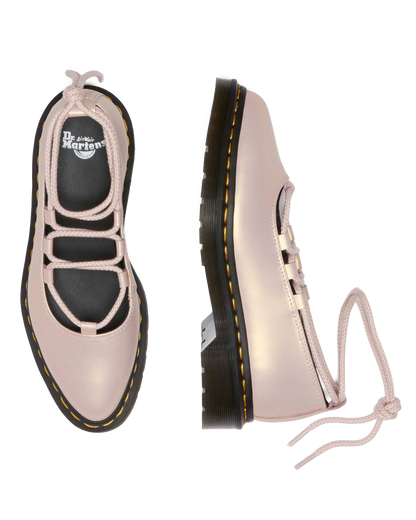 Elphie II iridescent leather ballet flats in Powder Pink+Gold