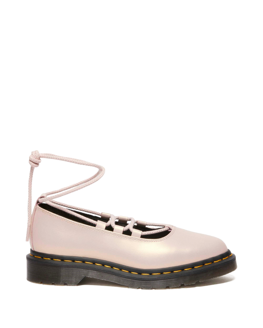 Elphie II iridescent leather ballet flats in Powder Pink+Gold