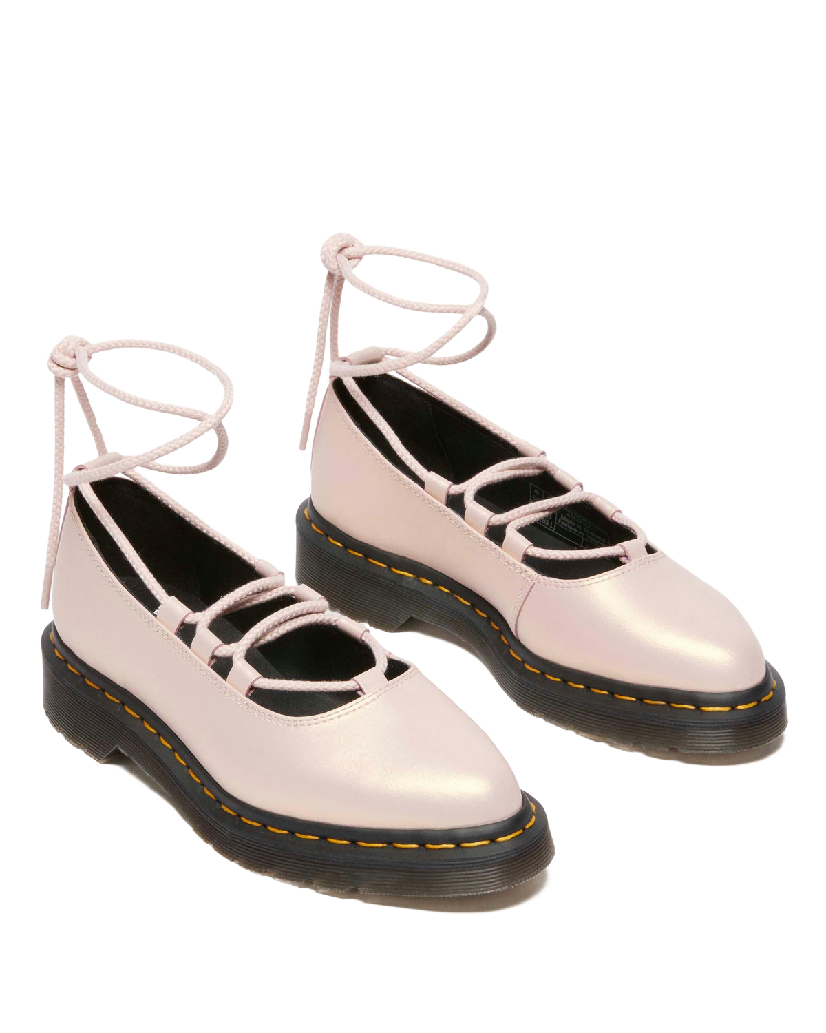 Elphie II iridescent leather ballet flats in Powder Pink+Gold