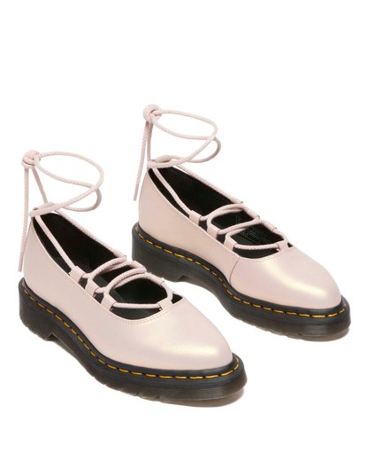 Elphie II iridescent leather ballet flats in Powder Pink+Gold
