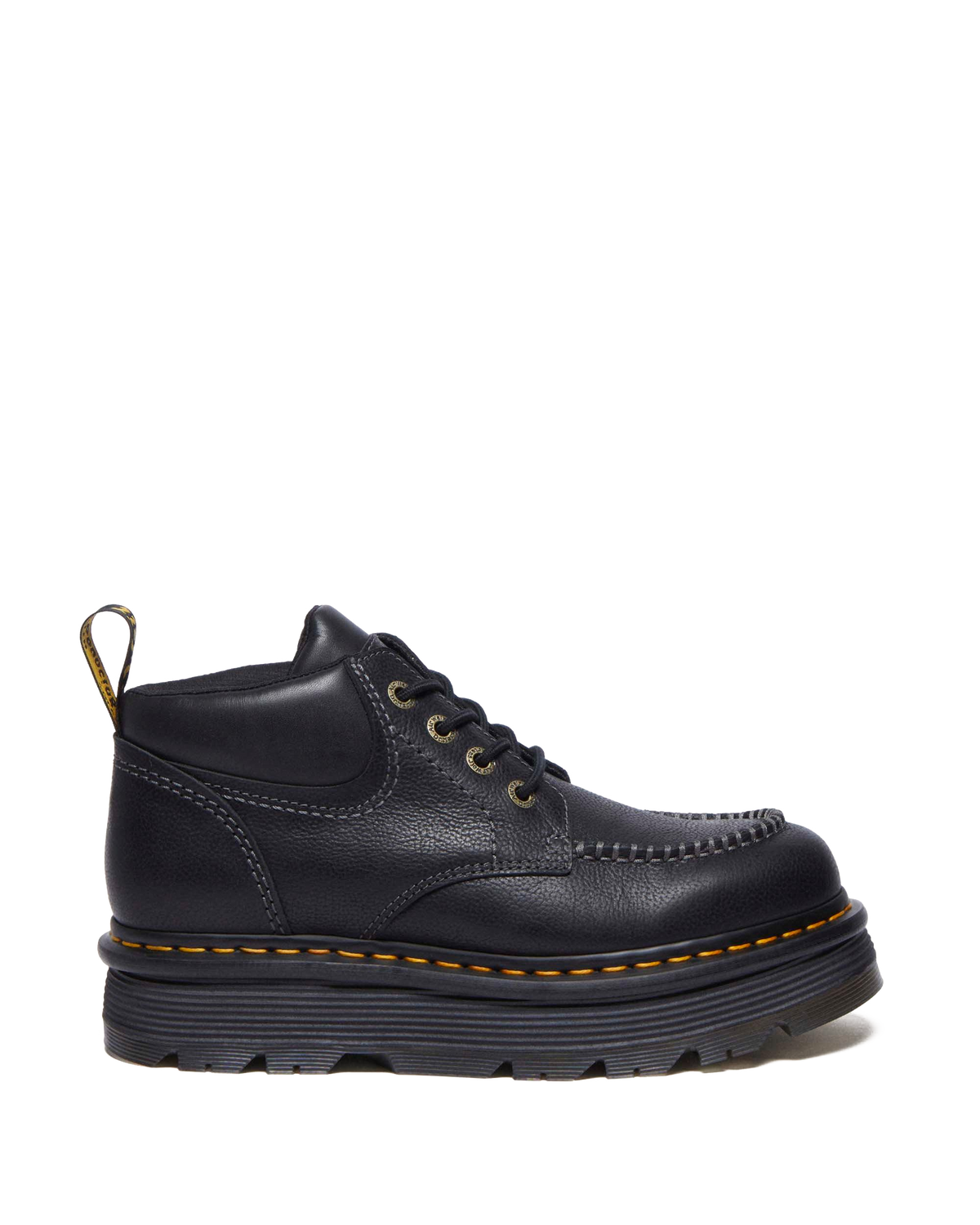 Zebzag Leather Casual 4-Eye Lace-Up Boots in Black