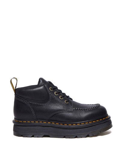 Zebzag Leather Casual 4-Eye Lace-Up Boots in Black