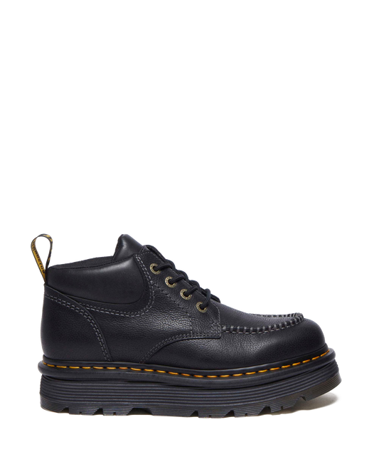 Zebzag Leather Casual 4-Eye Lace-Up Boots in Black