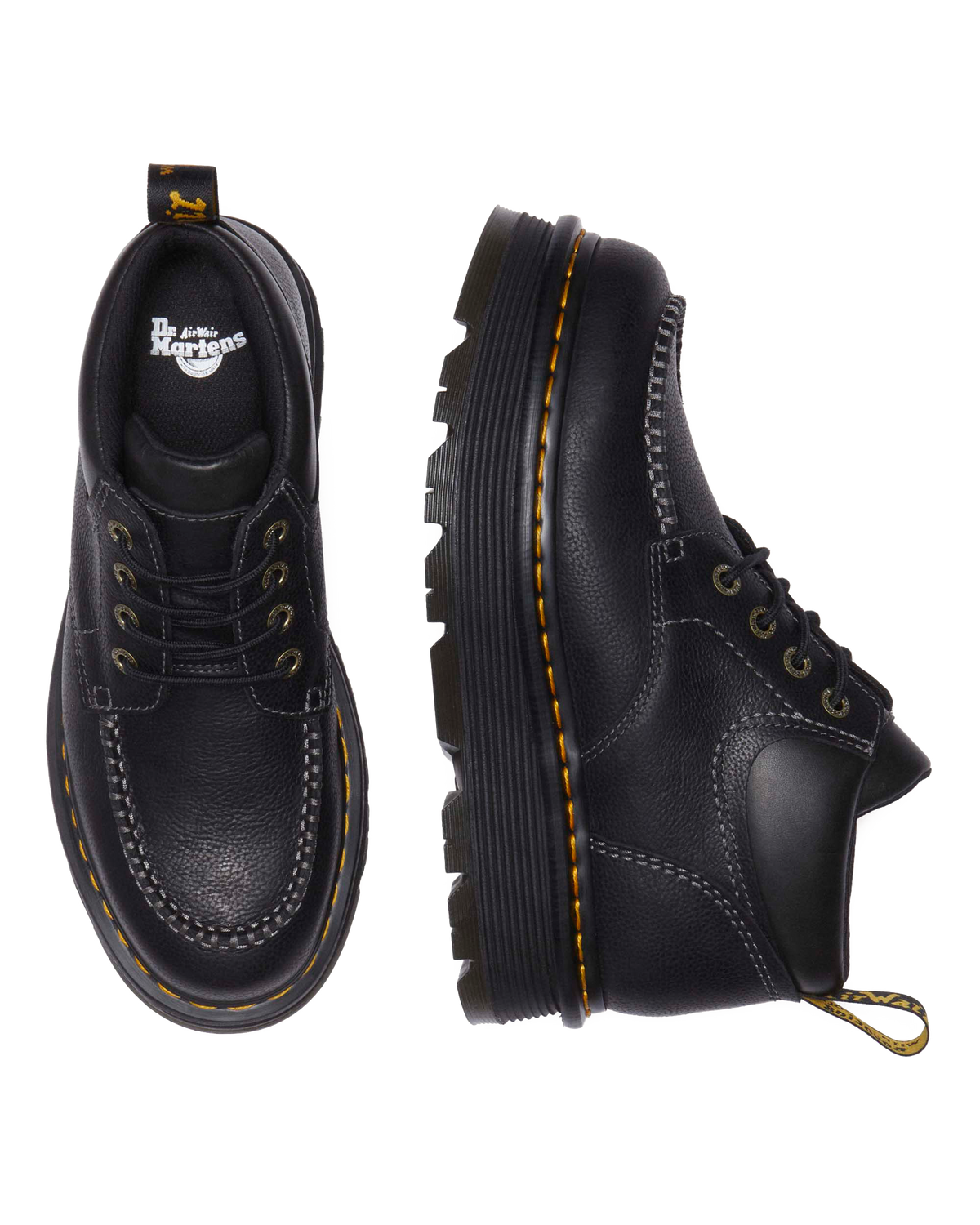 Zebzag Leather Casual 4-Eye Lace-Up Boots in Black