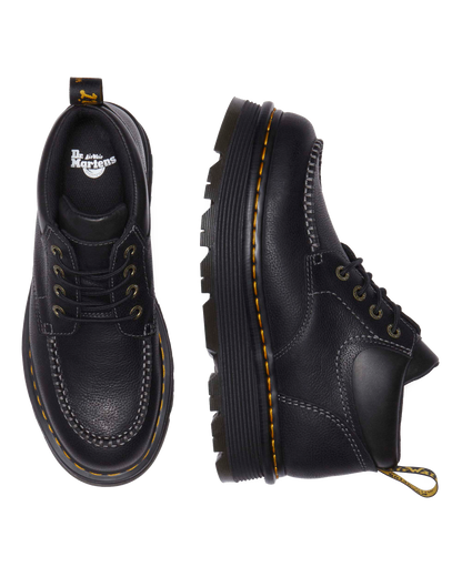 Zebzag Leather Casual 4-Eye Lace-Up Boots in Black