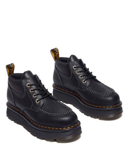 Zebzag Leather Casual 4-Eye Lace-Up Boots in Black