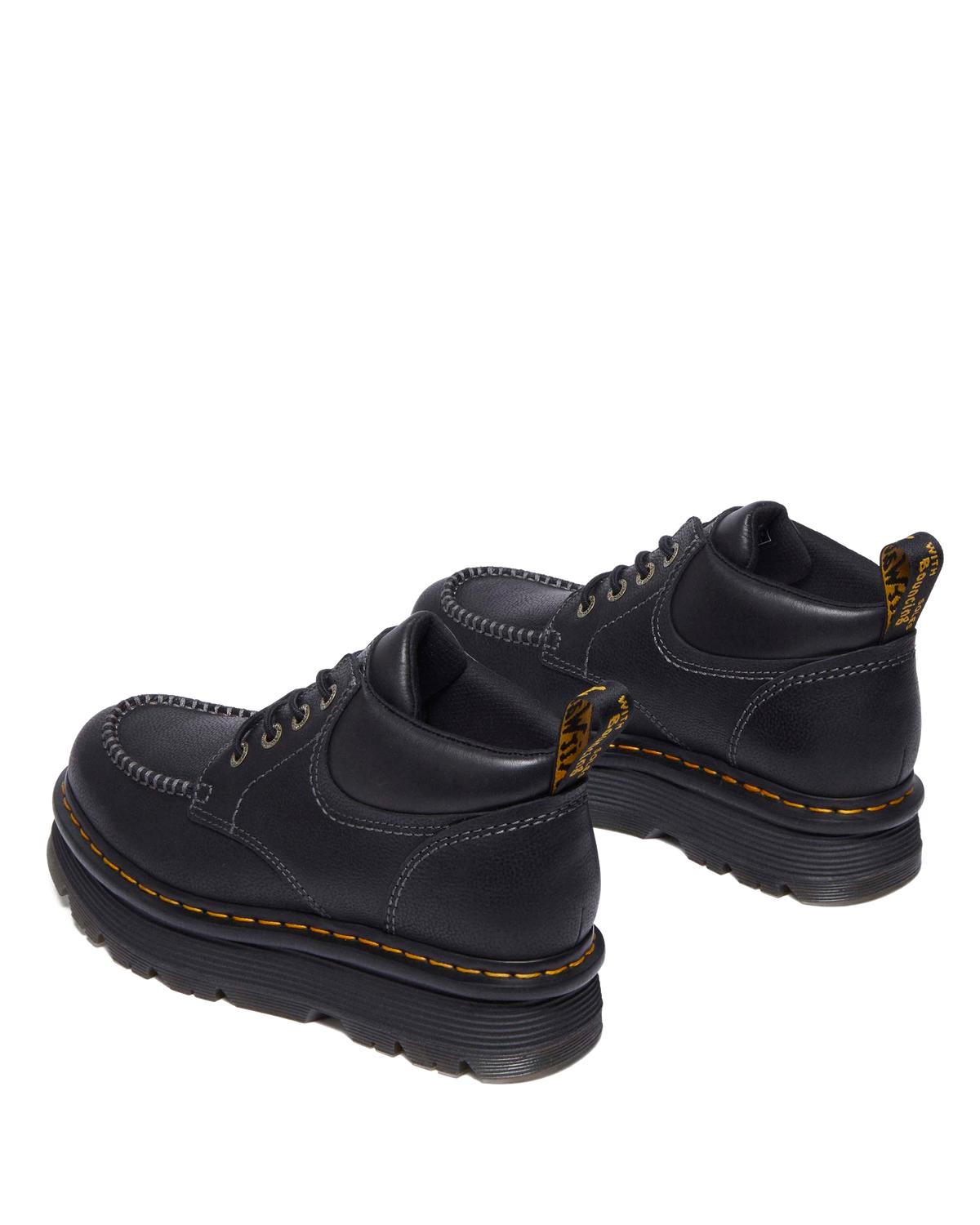 Zebzag Leather Casual 4-Eye Lace-Up Boots in Black
