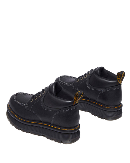 Zebzag Leather Casual 4-Eye Lace-Up Boots in Black