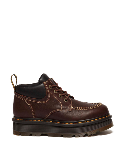 Zebzag Leather Casual 4-Eye Lace-Up Boots in Brown+Black