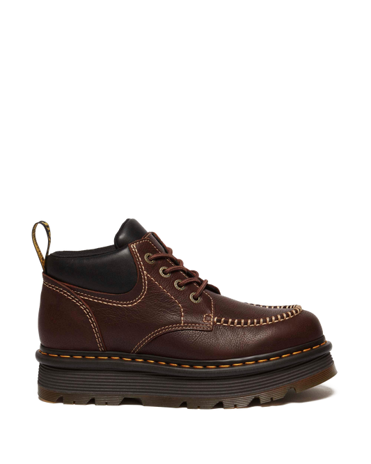 Zebzag Leather Casual 4-Eye Lace-Up Boots in Brown+Black