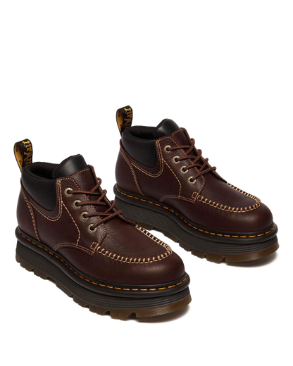 Zebzag Leather Casual 4-Eye Lace-Up Boots in Brown+Black