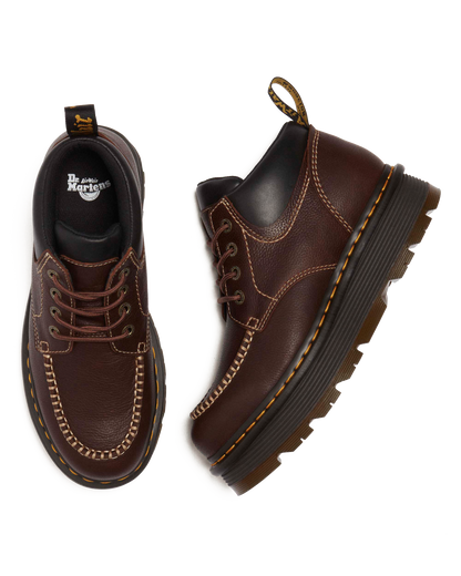 Zebzag Leather Casual 4-Eye Lace-Up Boots in Brown+Black