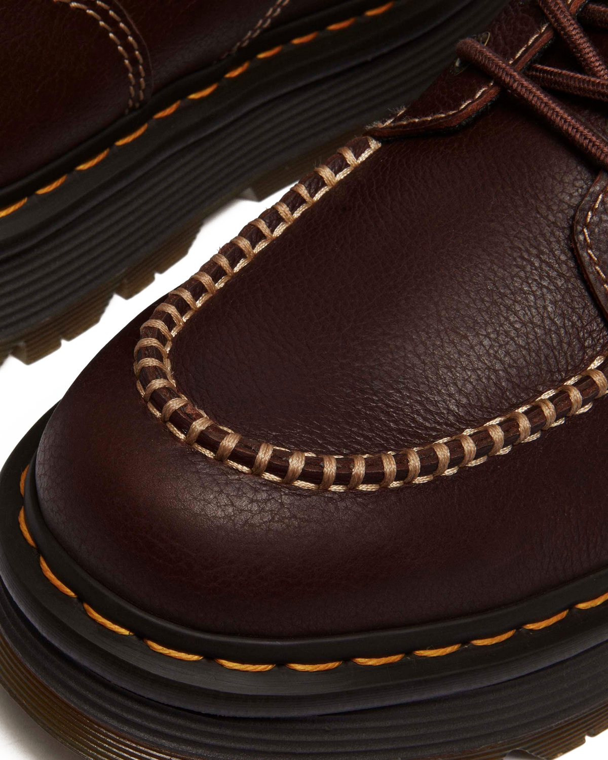 Zebzag Leather Casual 4-Eye Lace-Up Boots in Brown+Black