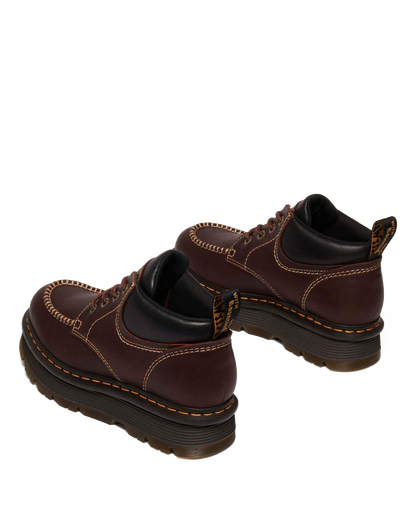 Zebzag Leather Casual 4-Eye Lace-Up Boots in Brown+Black