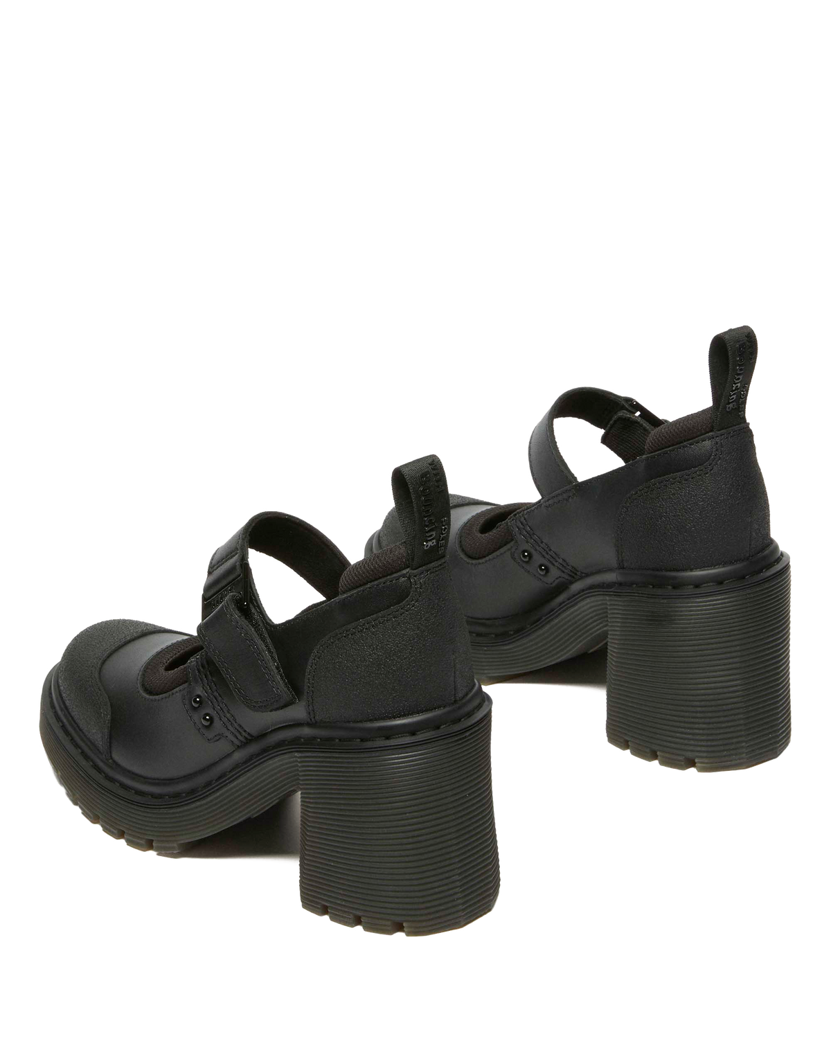 Eviee Tech Strap Mary Jane Heeled Shoes in Black