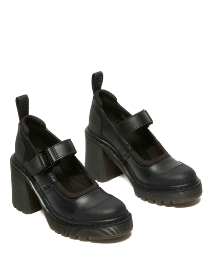Eviee Tech Strap Mary Jane Heeled Shoes in Black
