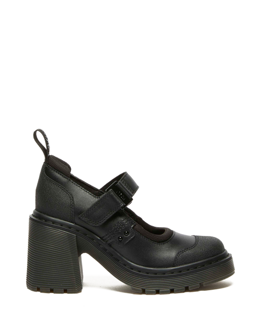 Eviee Tech Strap Mary Jane Heeled Shoes in Black